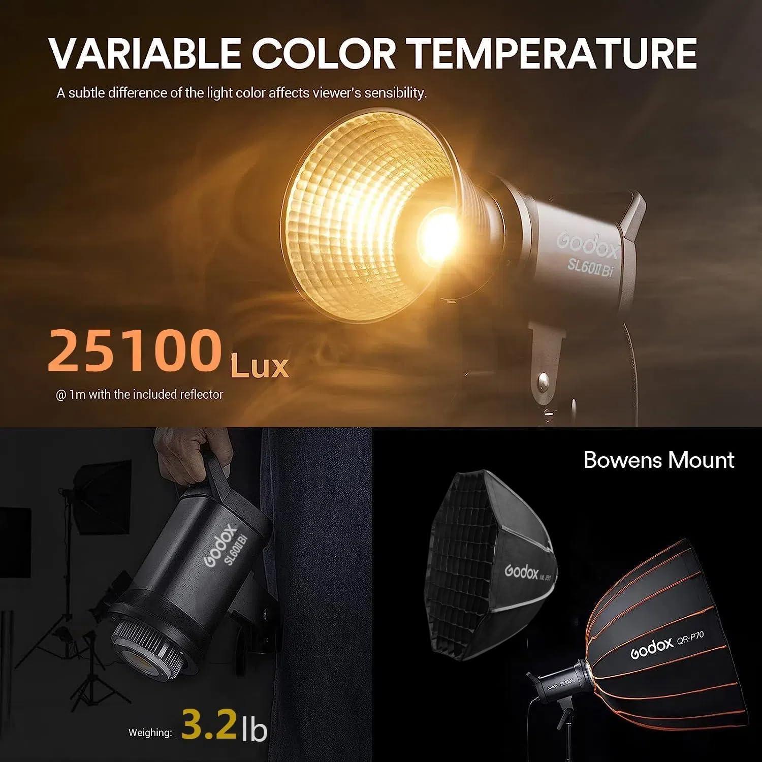 Luz LED Bi-Color Godox SL60IIBi 75W 2800K-6500K 25100Lux