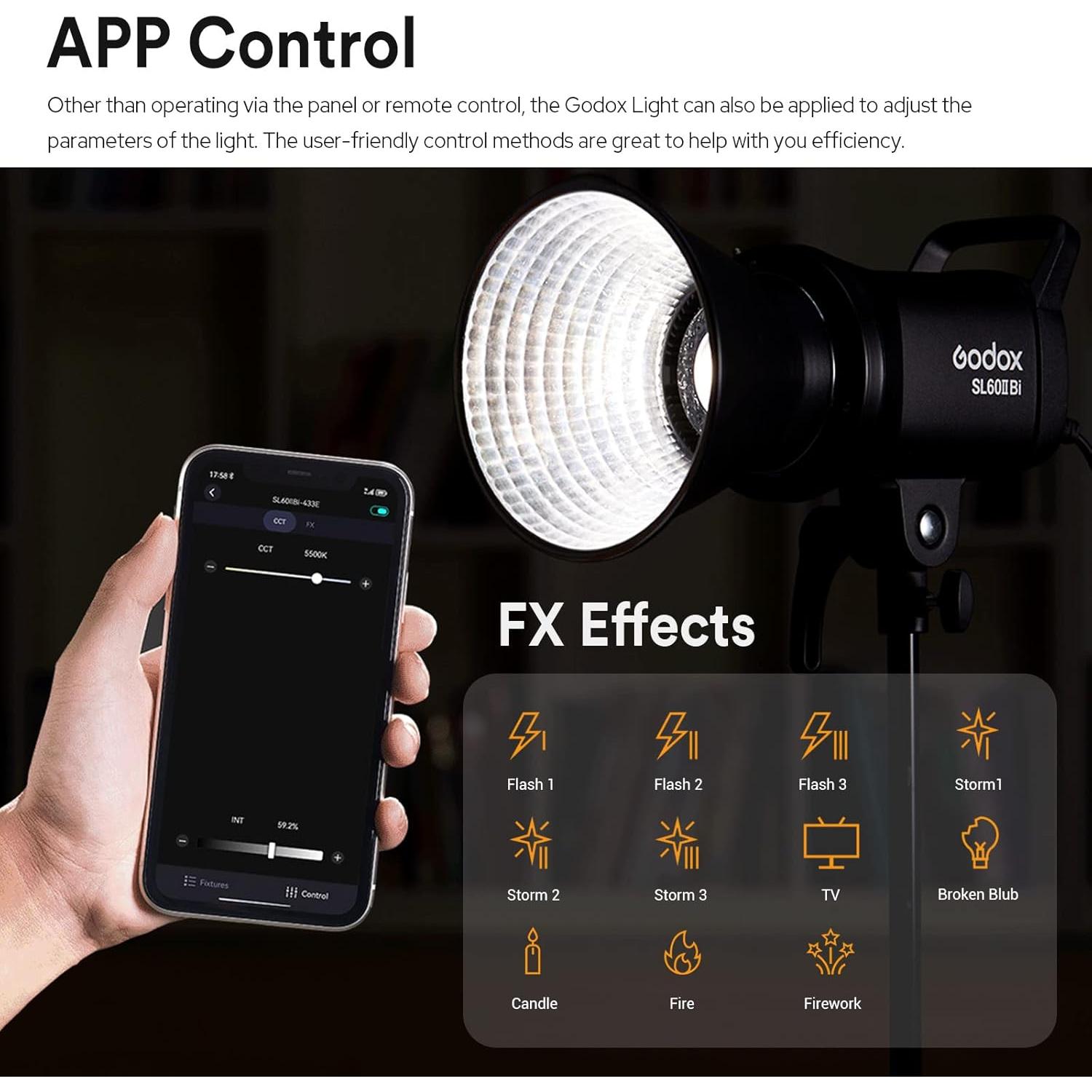 Luz LED Bi-Color Godox SL60IIBi 75W 2800K-6500K 25100Lux