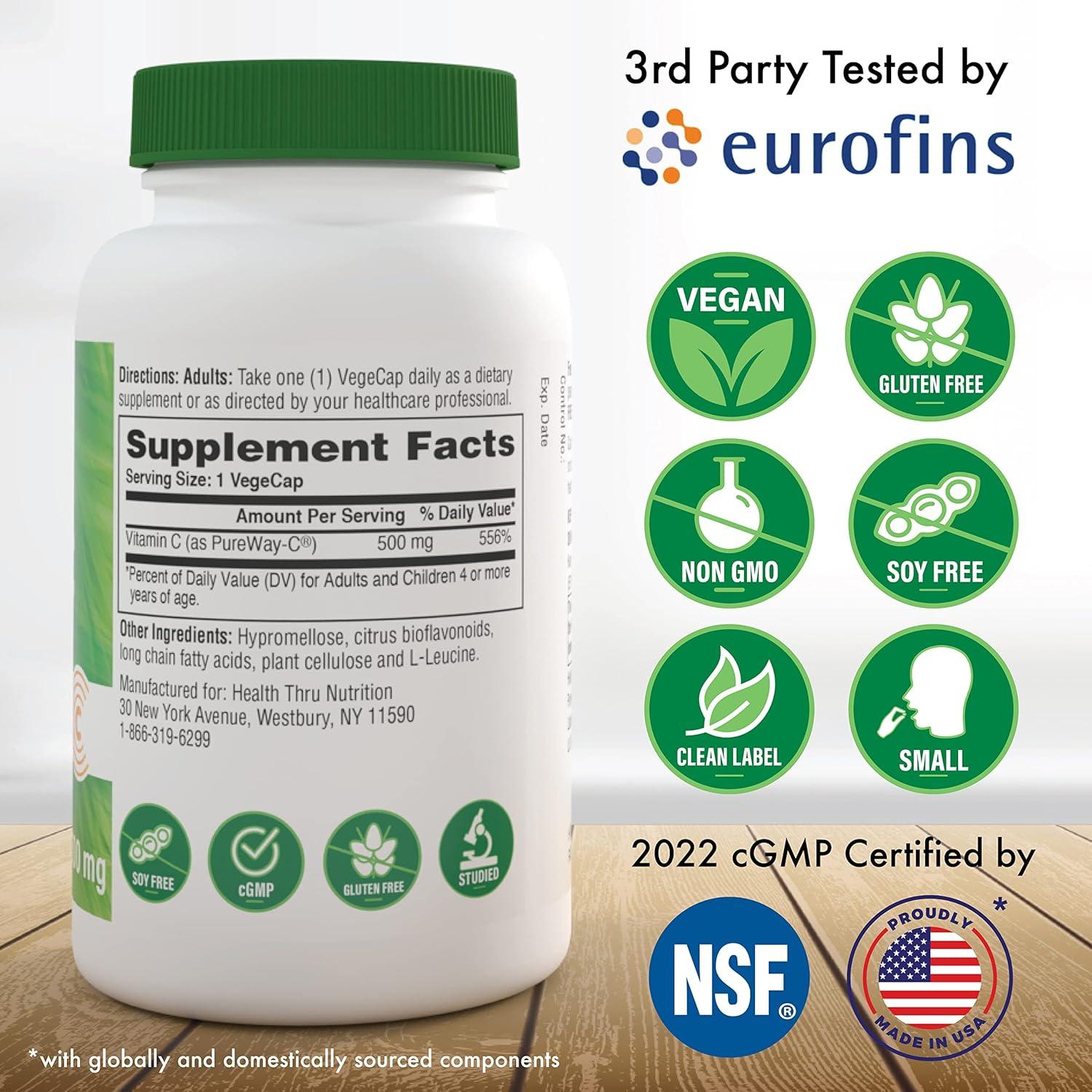 Vitamina C 500mg Health Thru Nutrition 360 Vegecaps Vegano