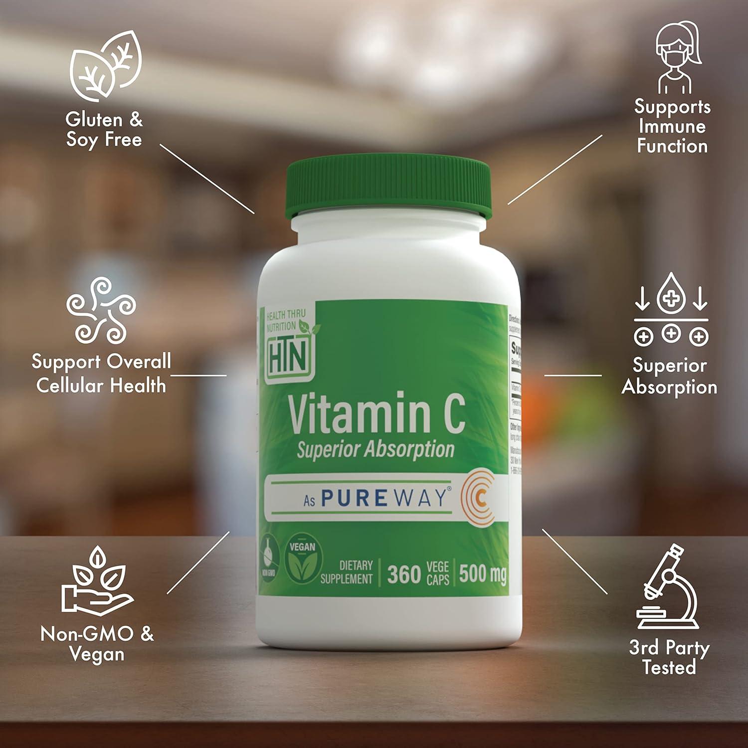 Vitamina C 500mg Health Thru Nutrition 360 Vegecaps Vegano