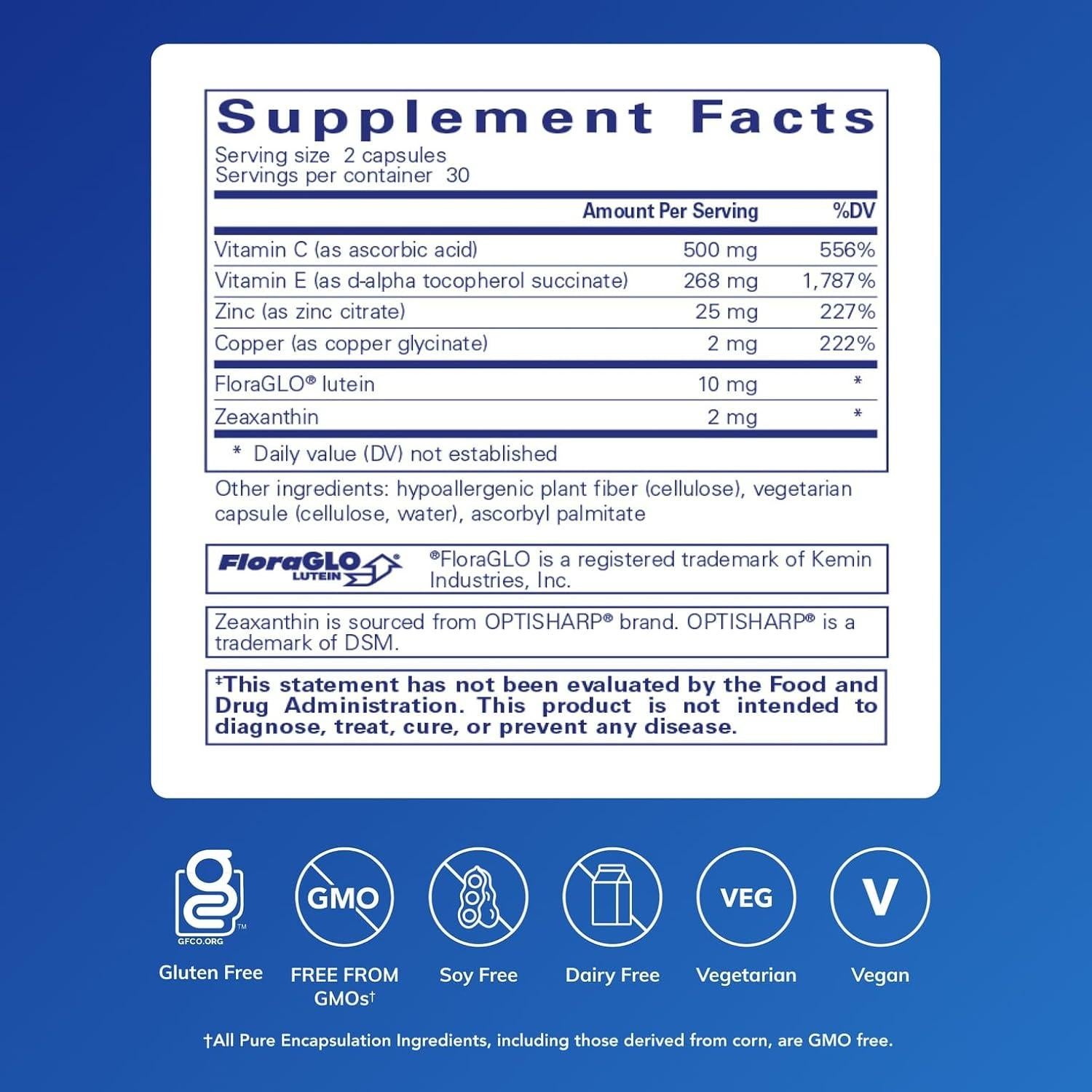 Suplemento Ocular Pure Encapsulations EyeProtect 60 Cápsulas
