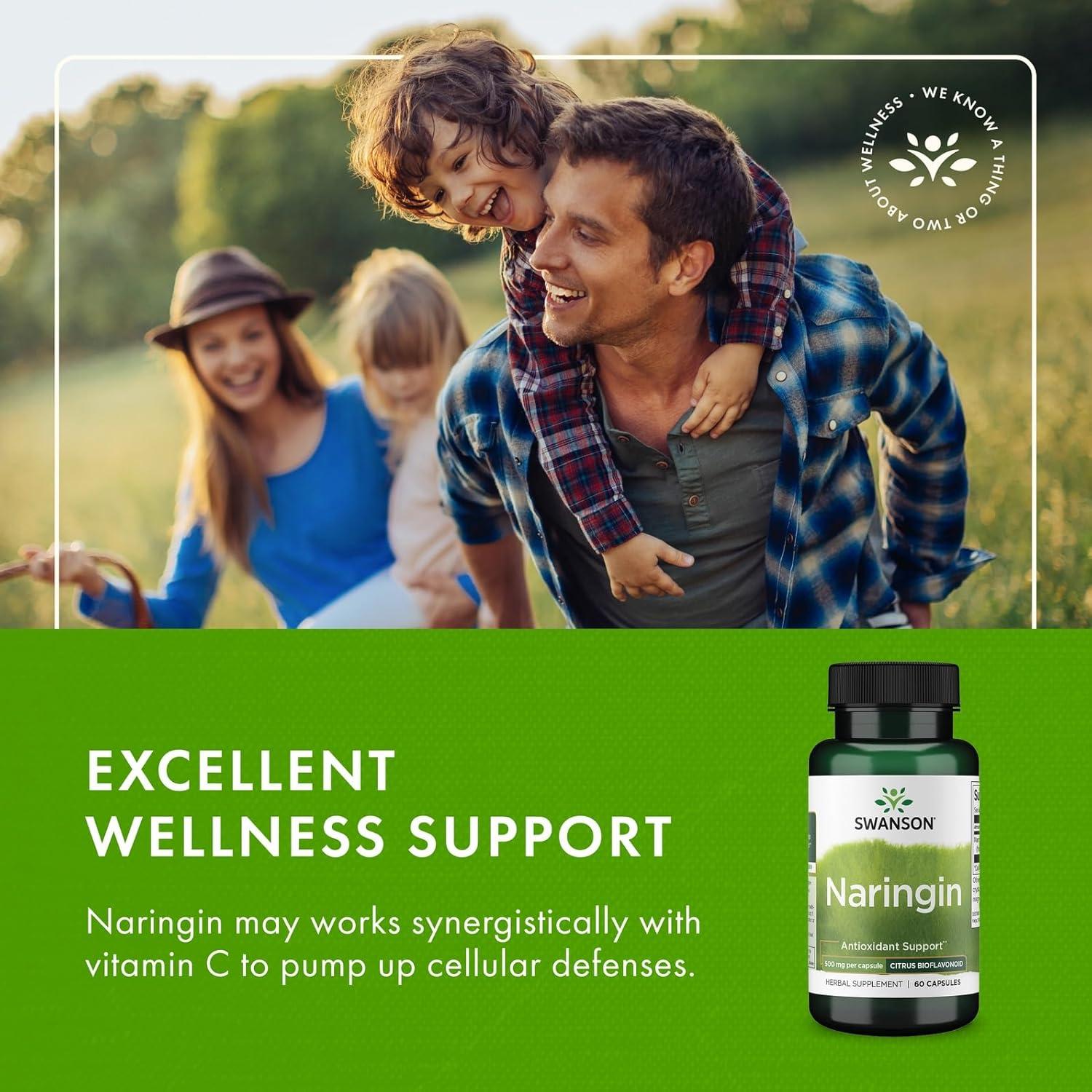 Suplemento Naringin 500 mg Swanson 60 Cápsulas Antioxidante