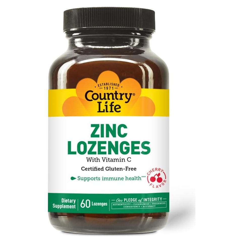 Pastillas de Zinc Country Life 23 Mg Sabor Cereza 60 Unidades