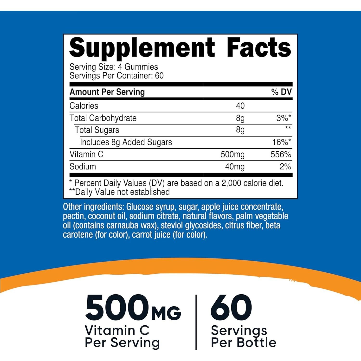 Gomitas de Vitamina C Nutricost 500mg 240 Unidades Veganas