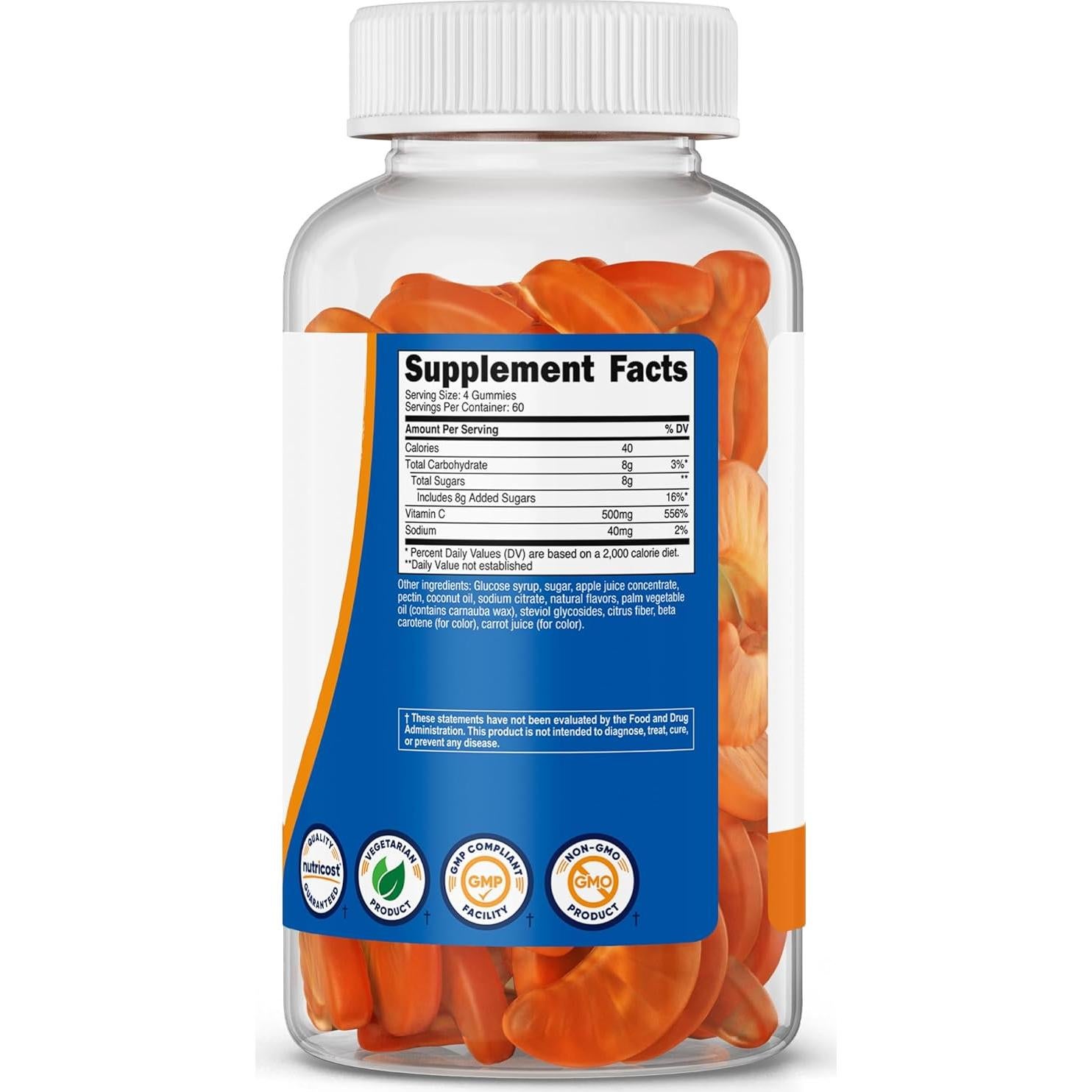 Gomitas de Vitamina C Nutricost 500mg 240 Unidades Veganas