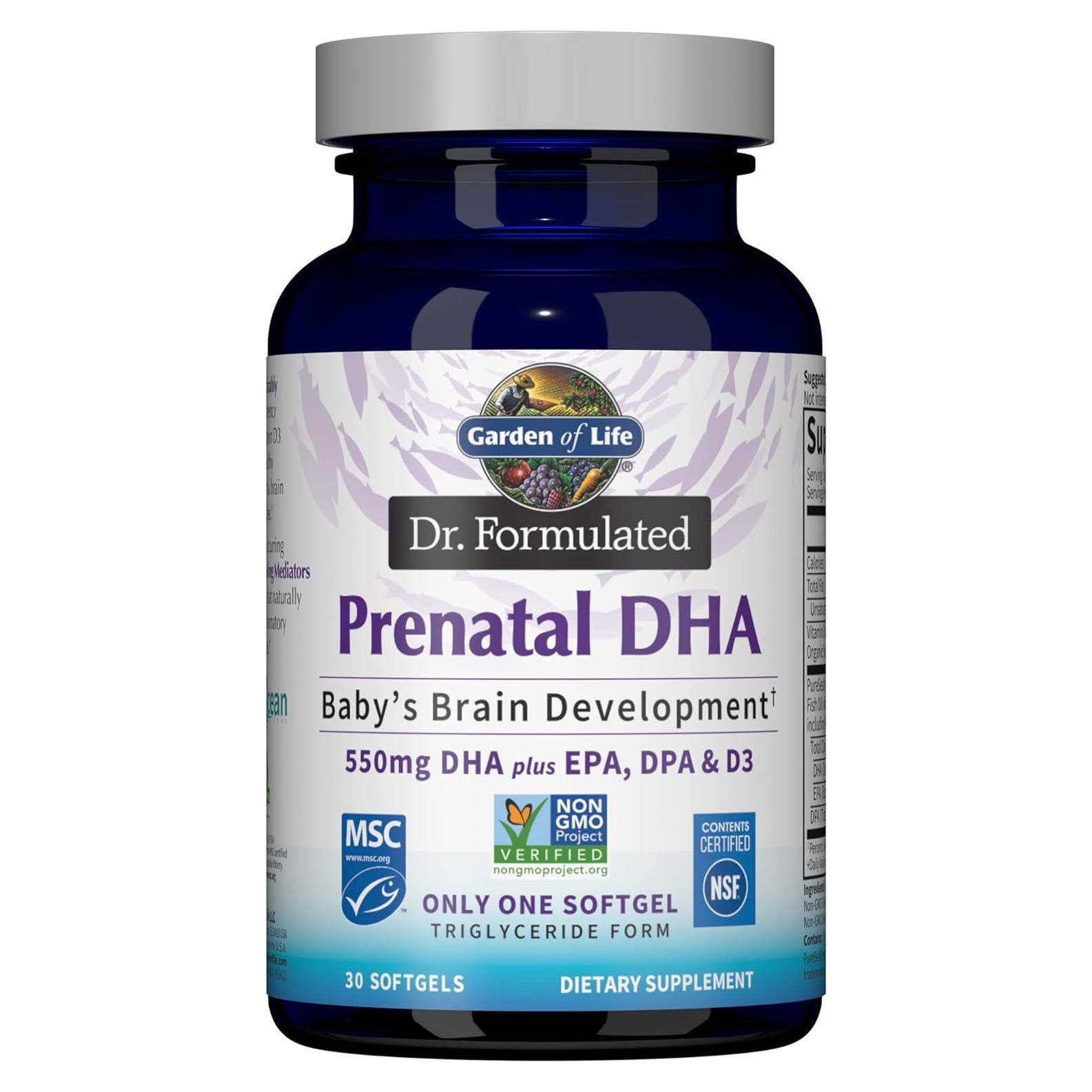 Suplemento Prenatal DHA Jardín de la Vida 500mg Omega 3