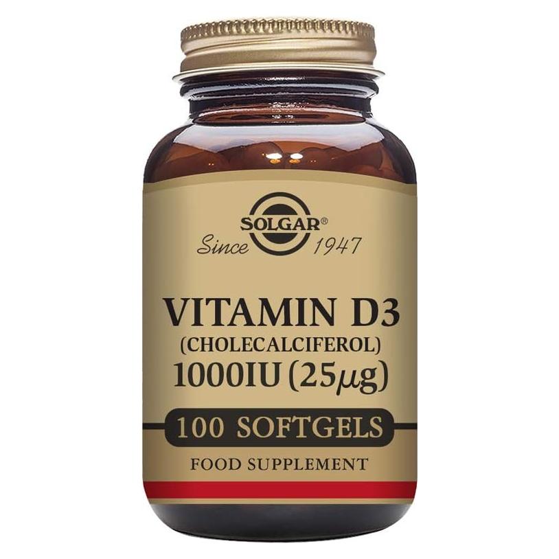 Solgar Vitamina D3 25 mcg (1000 UI) 100 Gelatinas Blandas - Soporte Huesos y Sistema Inmunológico