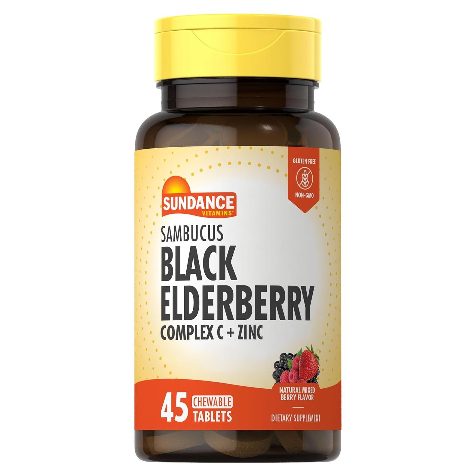 Suplemento Sambucus Black Elderberry Sundance 45 Tabletas Masticables