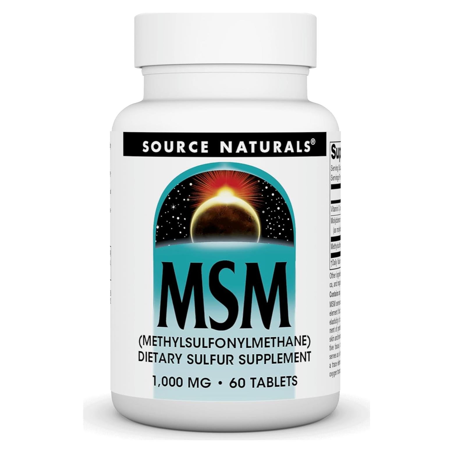 Suplemento dietético MSM Source Naturals 1000 mg - 60 tabletas