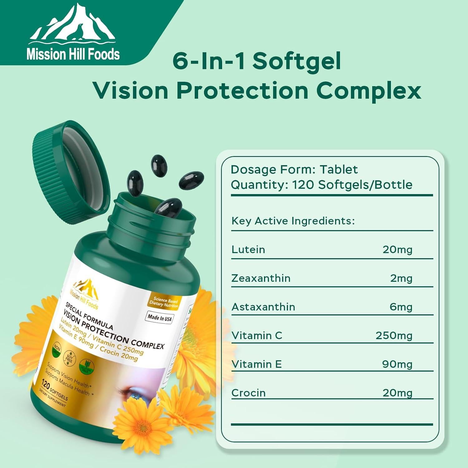 Suplemento Luteína y Zeaxantina Mission Hill 120 Gelatinas