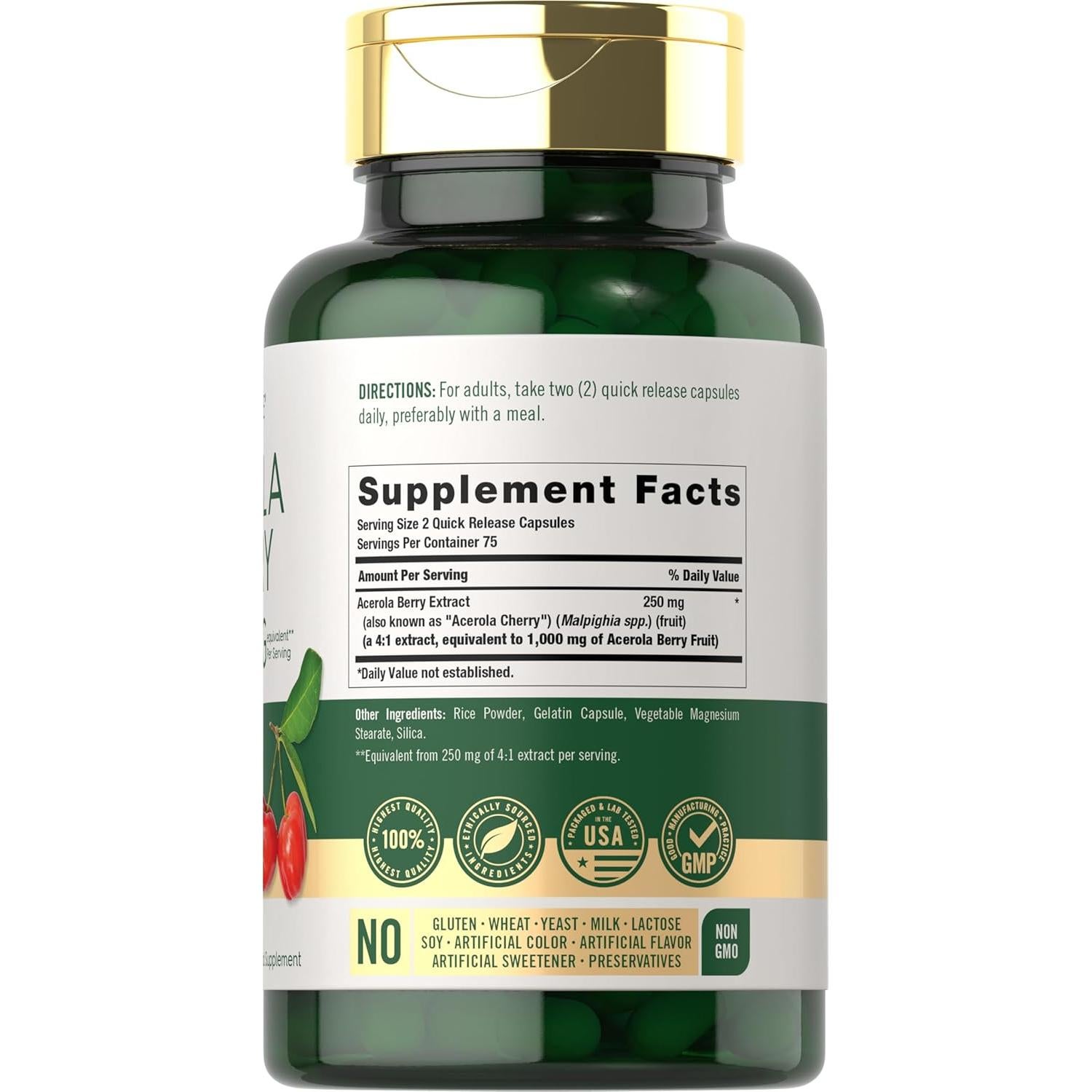 Cápsulas de Cereza Acerola Carlyle 1000mg 150 Conteo Sin OGM