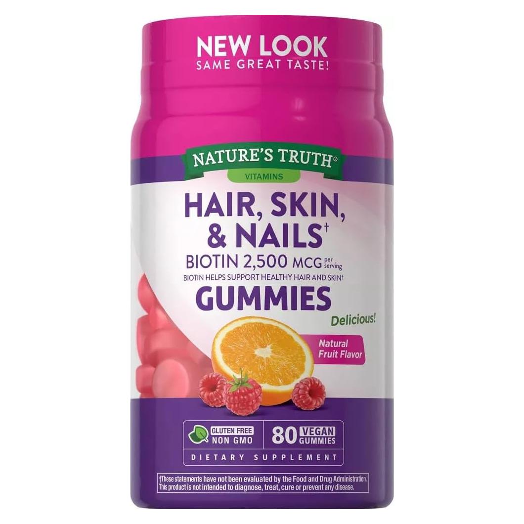Gomitas Nature's Truth para Cabello, Piel y Uñas 2500 mcg Biotina - 80 ct