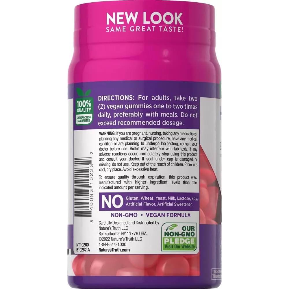 Gomitas Nature's Truth para Cabello, Piel y Uñas 2500 mcg Biotina - 80 ct