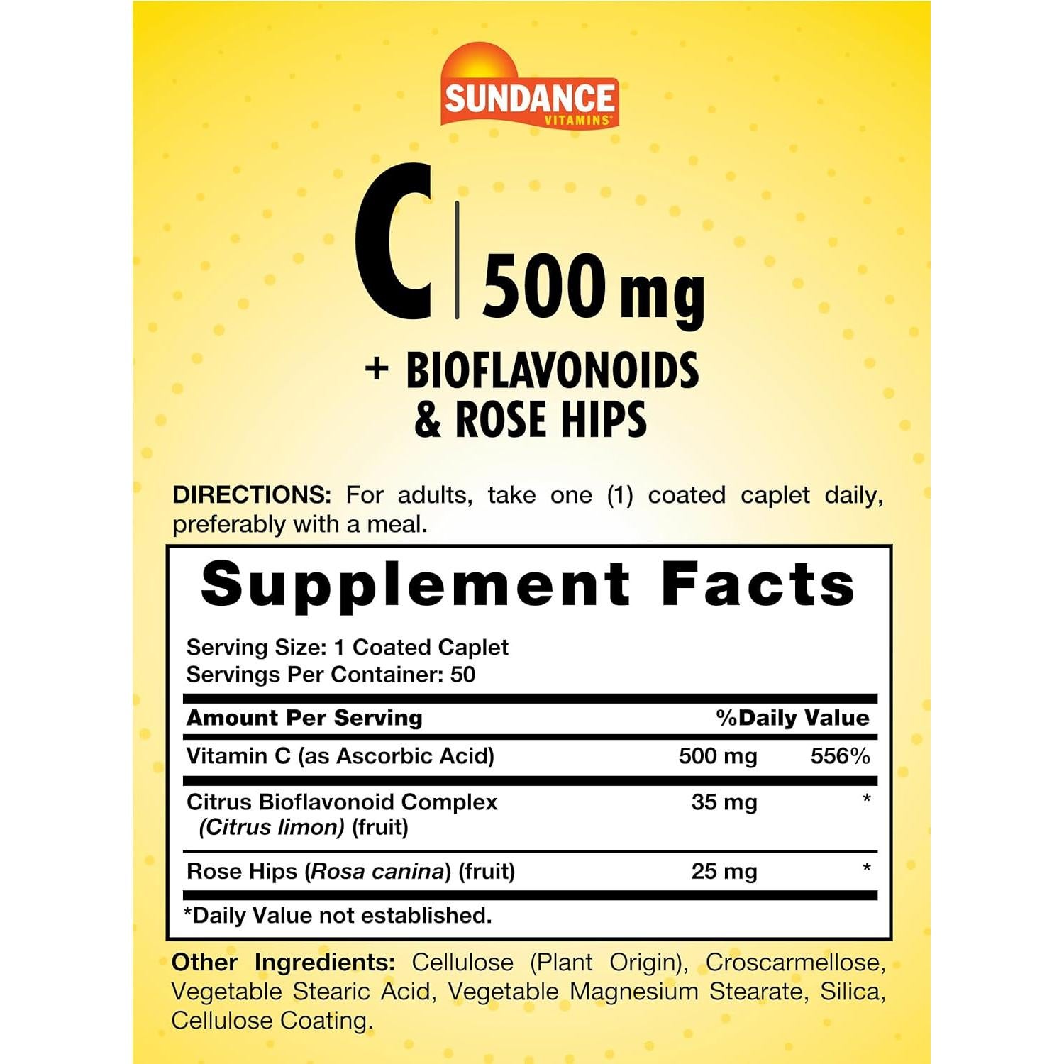 Vitamina C 500mg Sundance con Bioflavonoides y Rosa Mosqueta