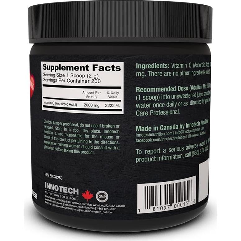 Vitamina C Pura Innotech Nutrition 400 g - Ácido Ascórbico