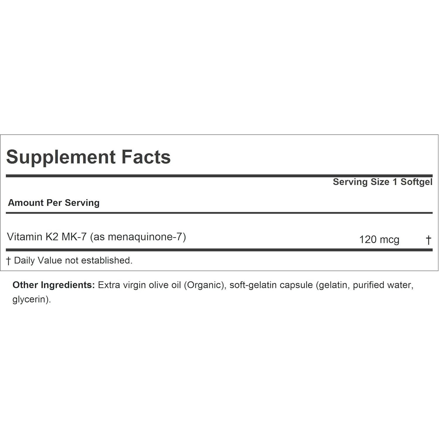 Vitamina K2 MK7 120 mcg Andrew Lessman 30 Gelatinas Blandas