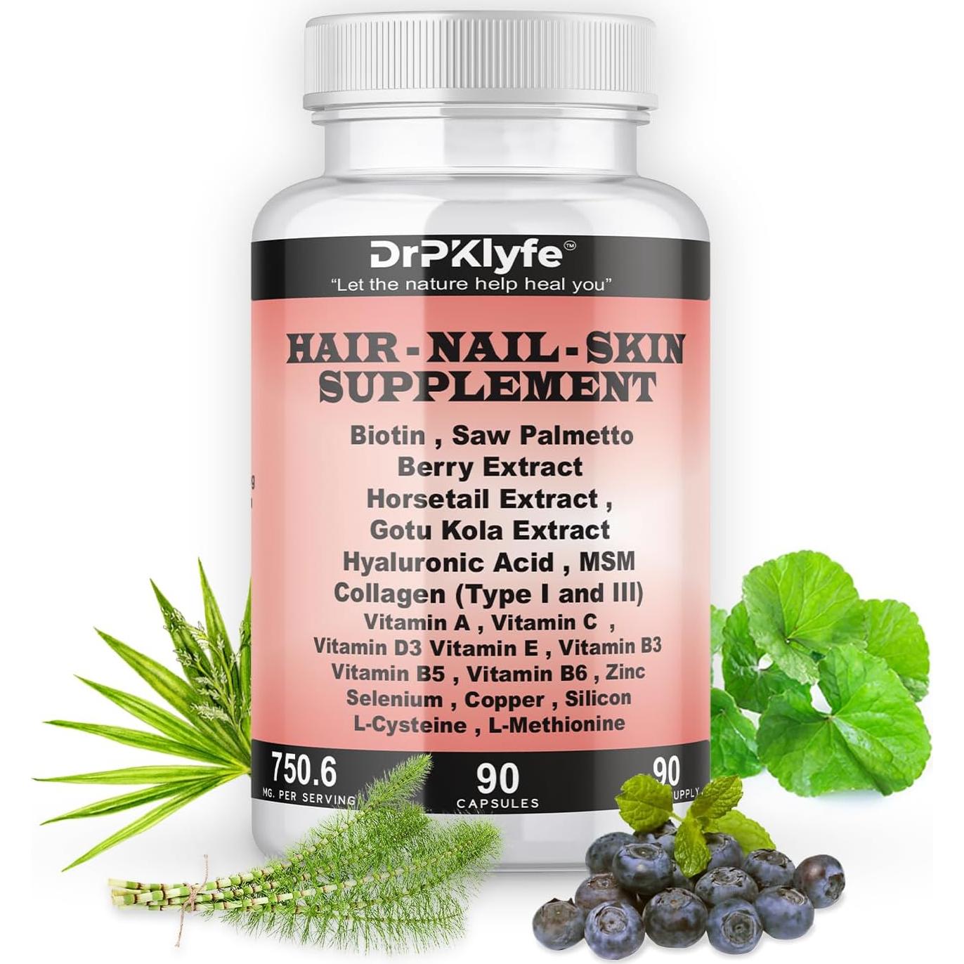 Suplemento para Cabello, Uñas y Piel DrPKlyfe - 90 Cápsulas
