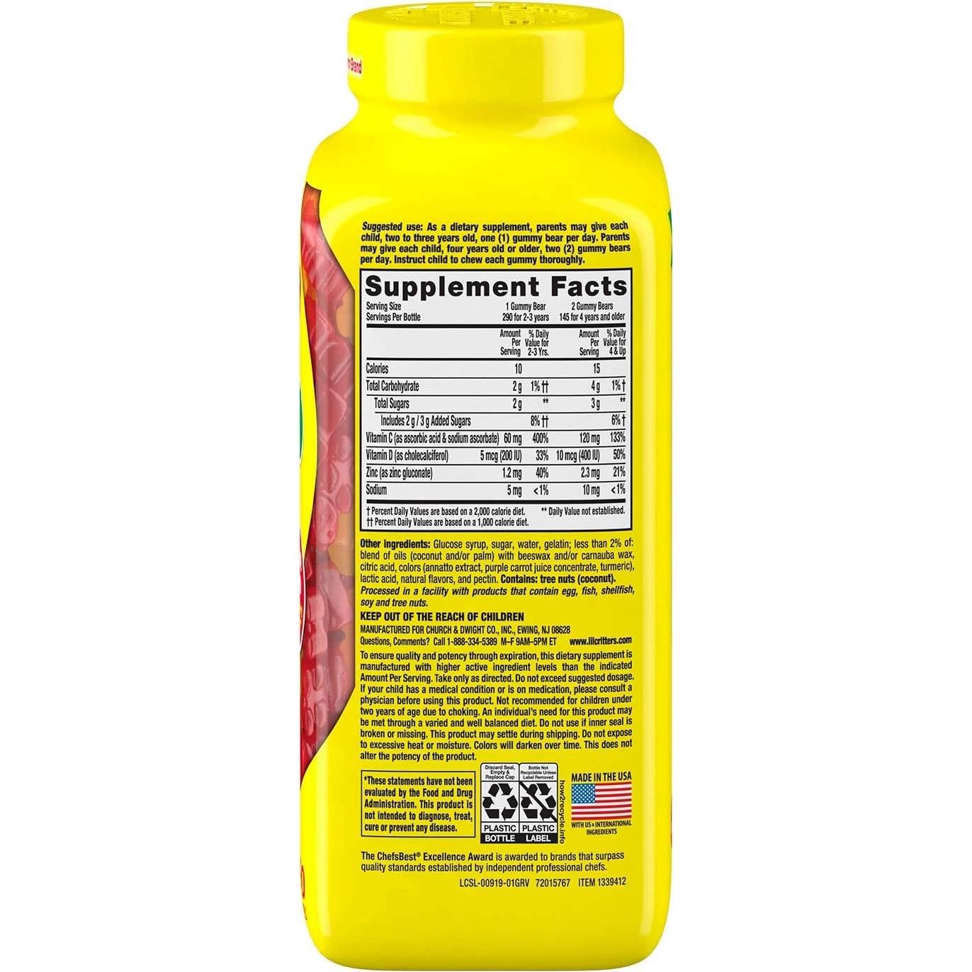 Vitaminas Gummy para Niños L'il Critter 290 Unidades