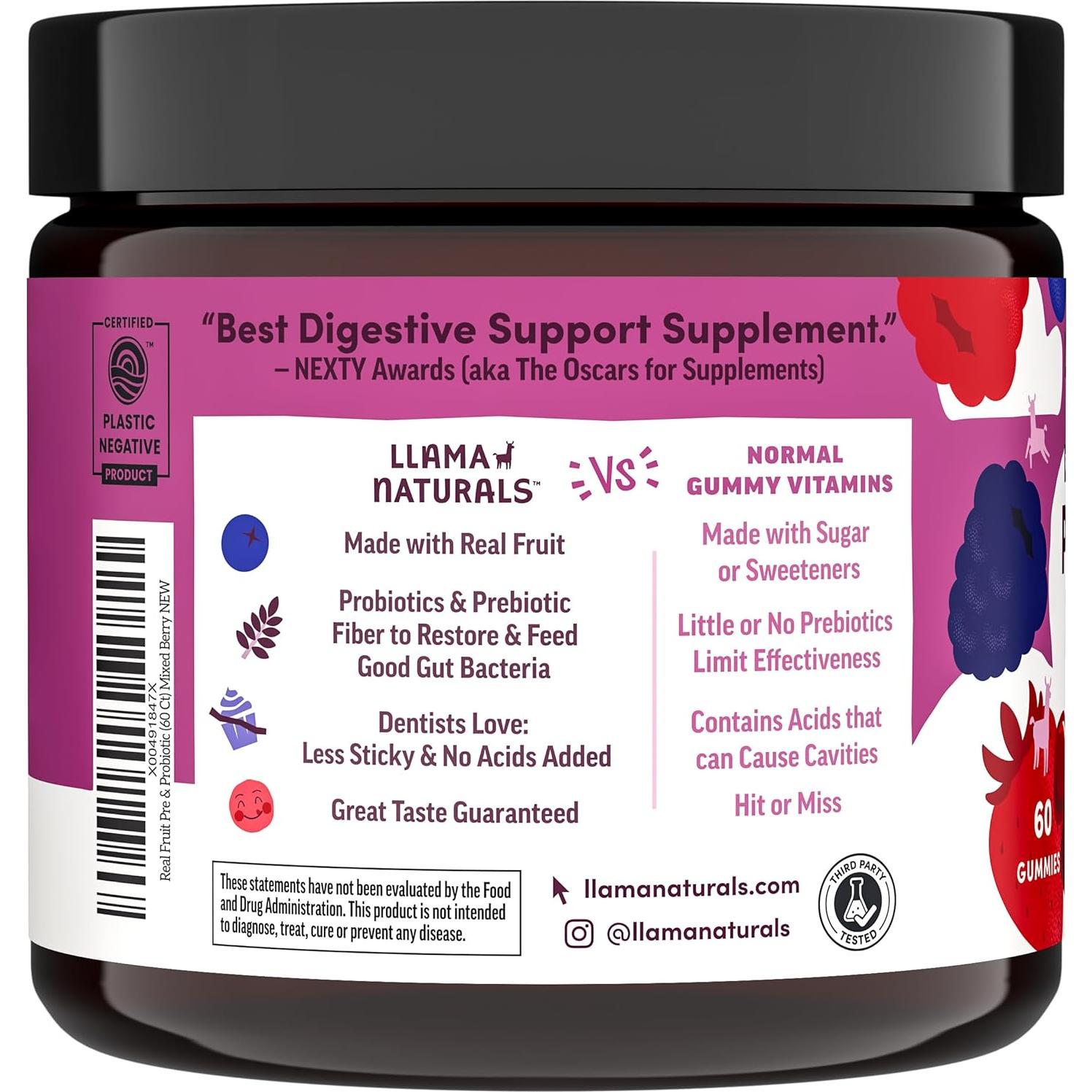 Gominolas Probióticas Llama Naturals 120 Ct Frutos Rojos