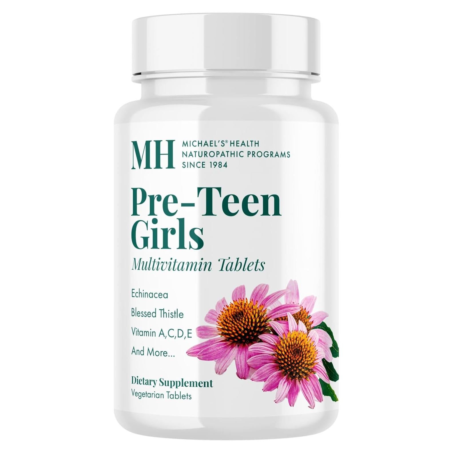 Multivitamínico diario para niñas pre-adolescentes Michael - 120 tabletas vegetarianas - Crecimiento y desarrollo saludable