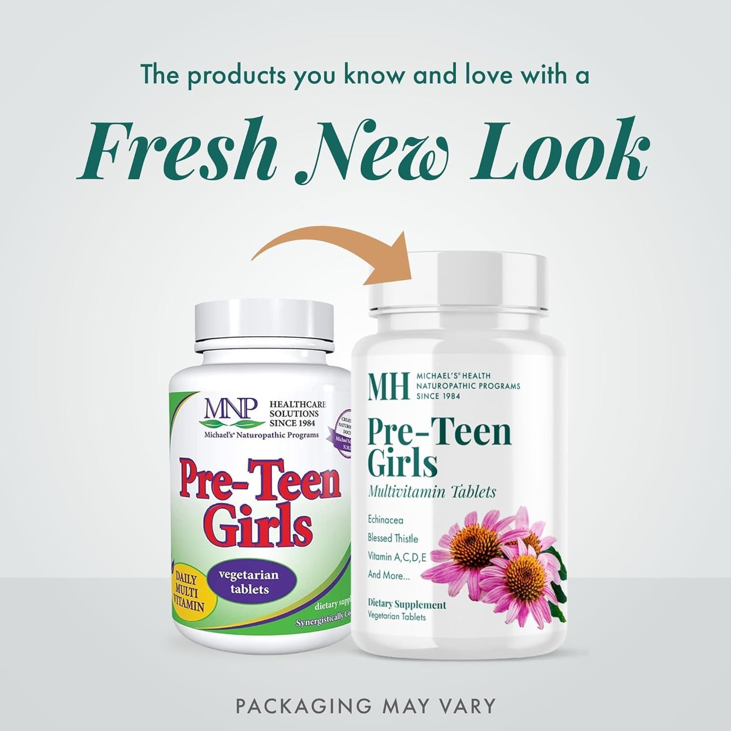 Multivitamínico diario para niñas pre-adolescentes Michael - 120 tabletas vegetarianas - Crecimiento y desarrollo saludable