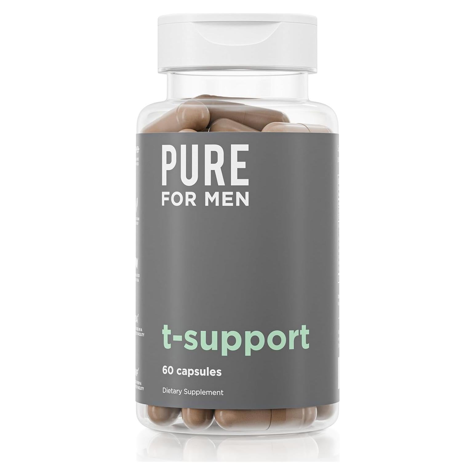 Suplemento T-Support Pure for Men | 60 Cápsulas Veganas con Maca y Vitamina D