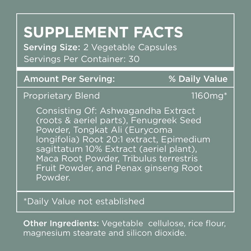Suplemento T-Support Pure for Men | 60 Cápsulas Veganas con Maca y Vitamina D