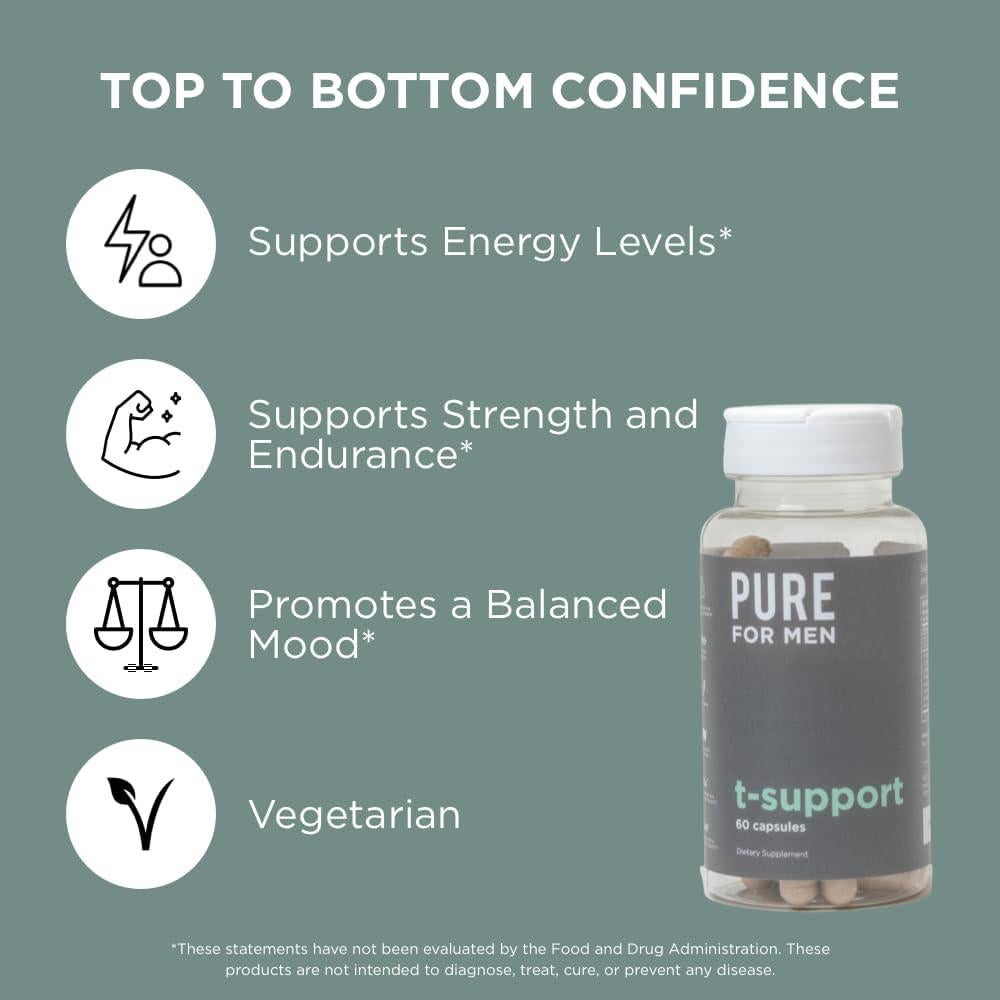 Suplemento T-Support Pure for Men | 60 Cápsulas Veganas con Maca y Vitamina D