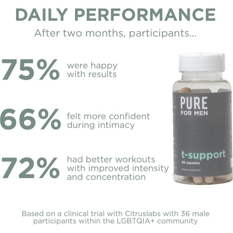 Suplemento T-Support Pure for Men | 60 Cápsulas Veganas con Maca y Vitamina D