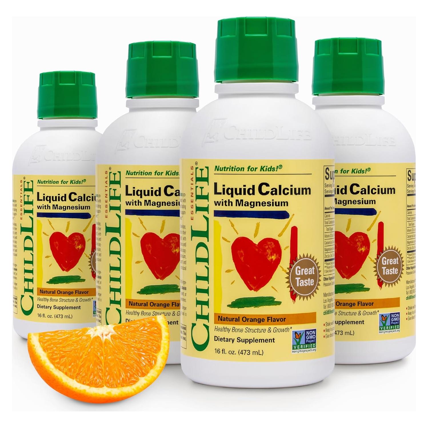 Suplemento Líquido de Calcio ChildLife 473 ml - Niños con Magnesio, Zinc y Vitamina D3