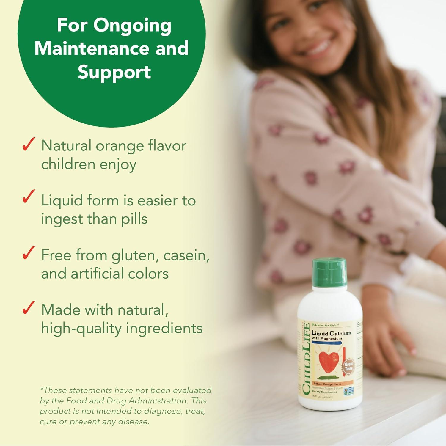 Suplemento Líquido de Calcio ChildLife 473 ml - Niños con Magnesio, Zinc y Vitamina D3