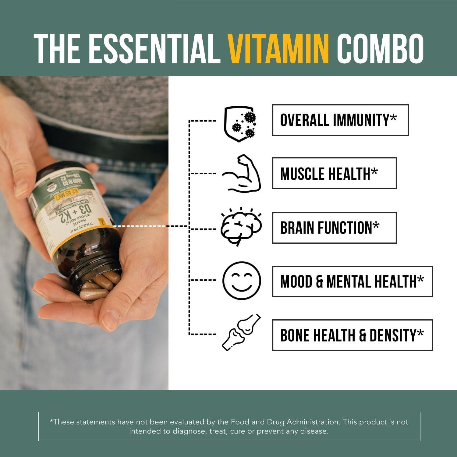 Vitamina D3 + K2 Orgánica Plant-D3 10000 UI + 120 mcg MK7