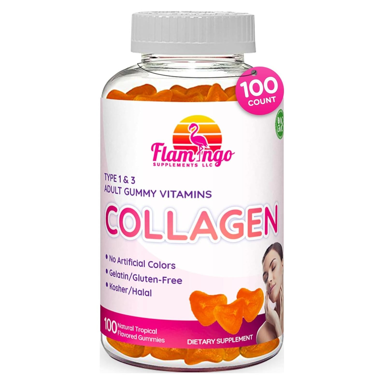 Gomitas de Colágeno Marino Flamingo - 100 Unidades - Sin Gelatina