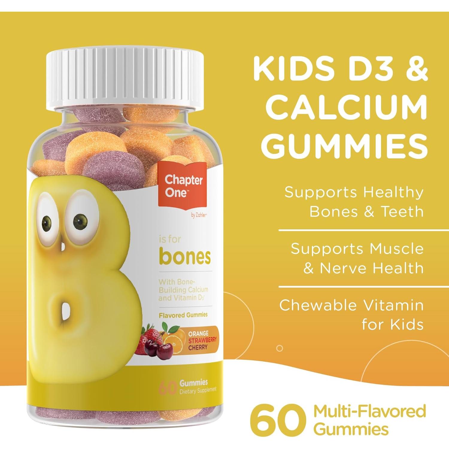 Gomas de Calcio Zahler Yummy Kids 250mg con Vitamina D3 - 60 Unidades