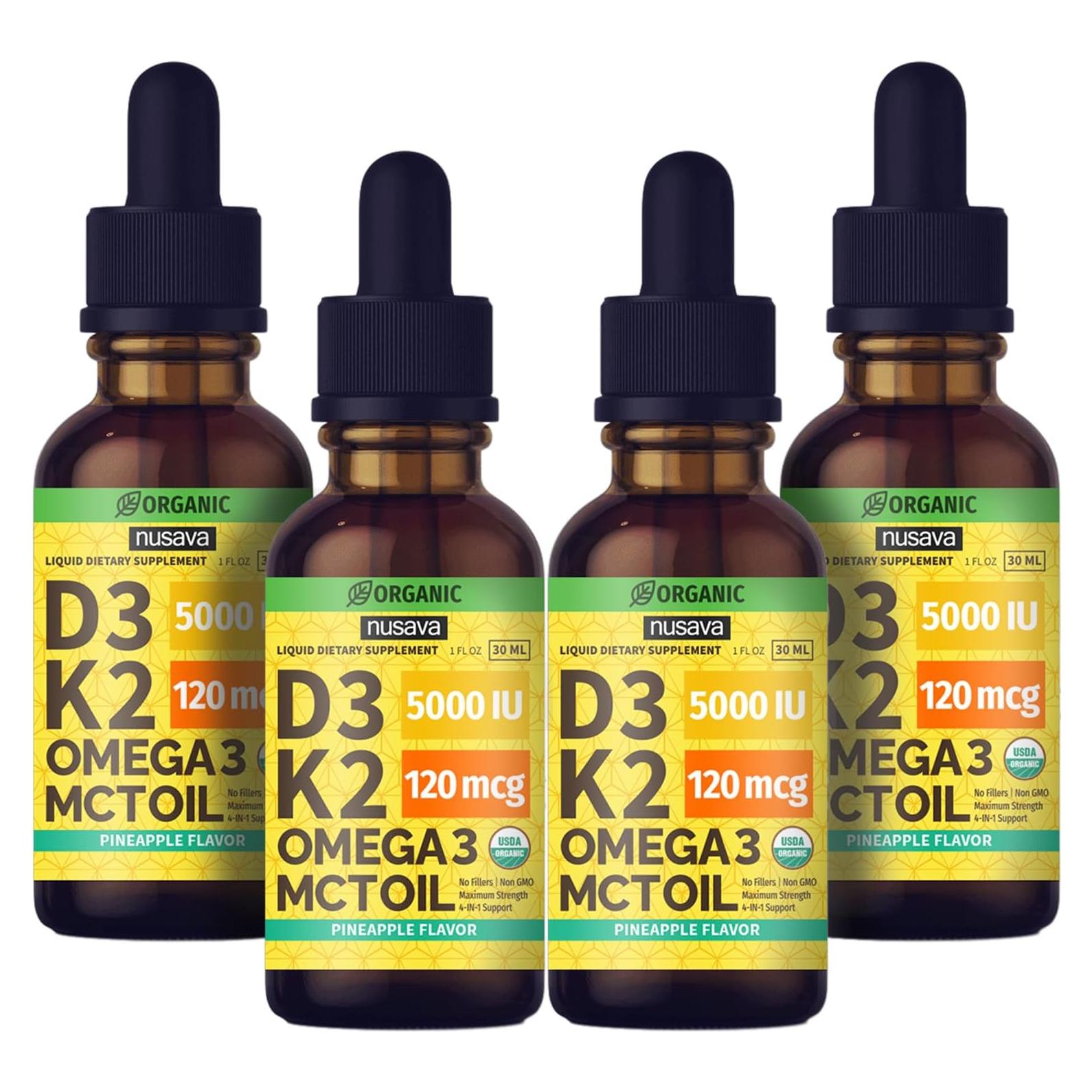 Gotas Orgánicas de Vitamina D3 K2 Nusava 118.29 ml Piña