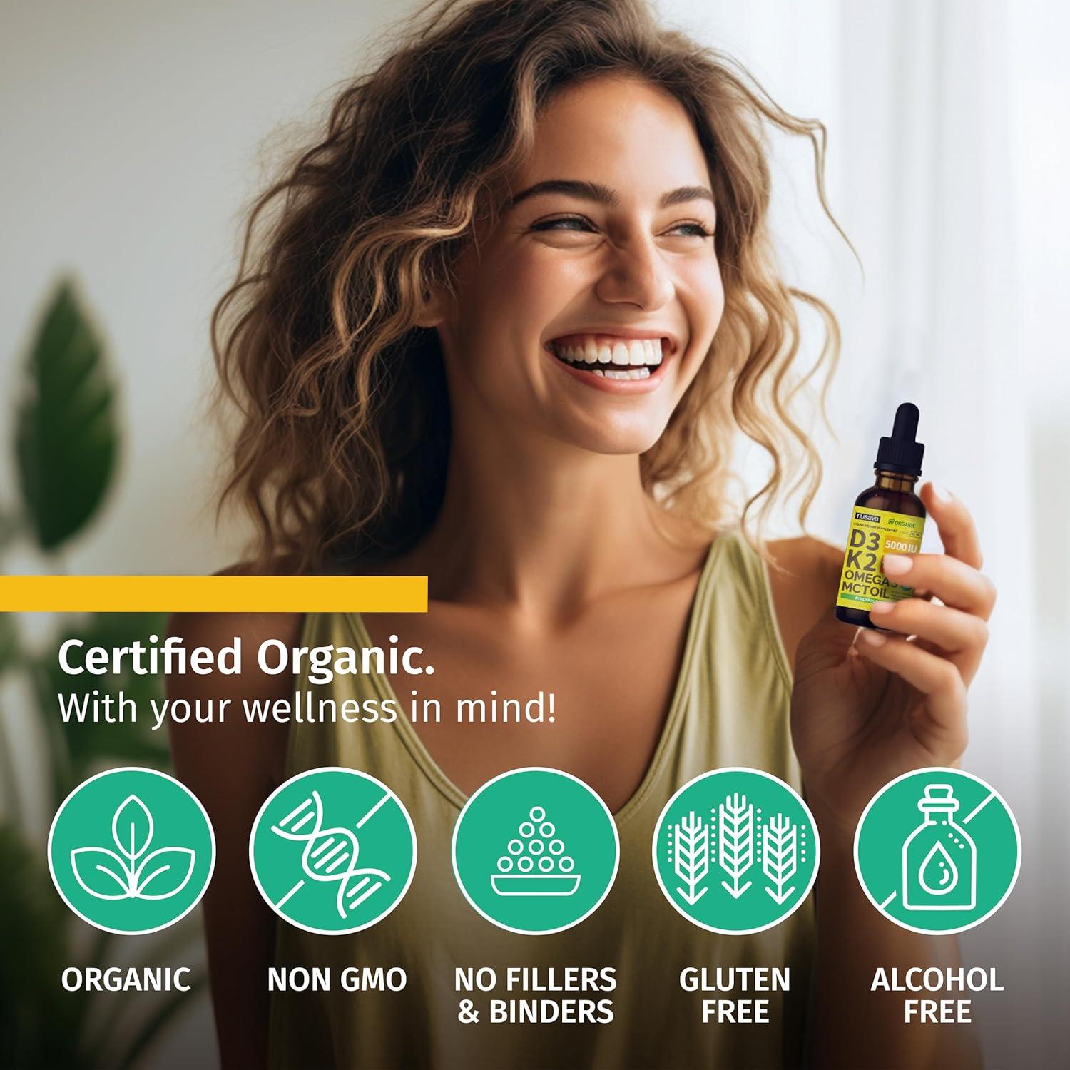 Gotas Orgánicas de Vitamina D3 K2 Nusava 118.29 ml Piña