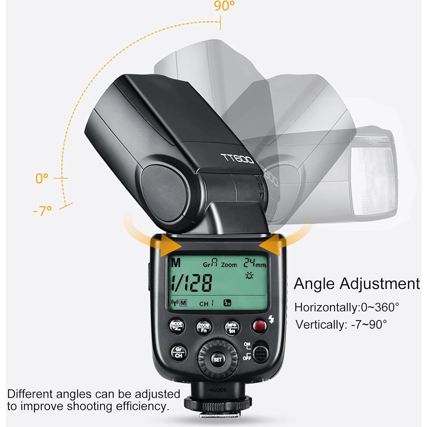 TT600 2.4G Wireless Flash Speedlite Master/Slave Flash with Built-in Trigger System Compatible for Canon Nikon Pentax Olympus Fujifilm Panasonic (TT600)