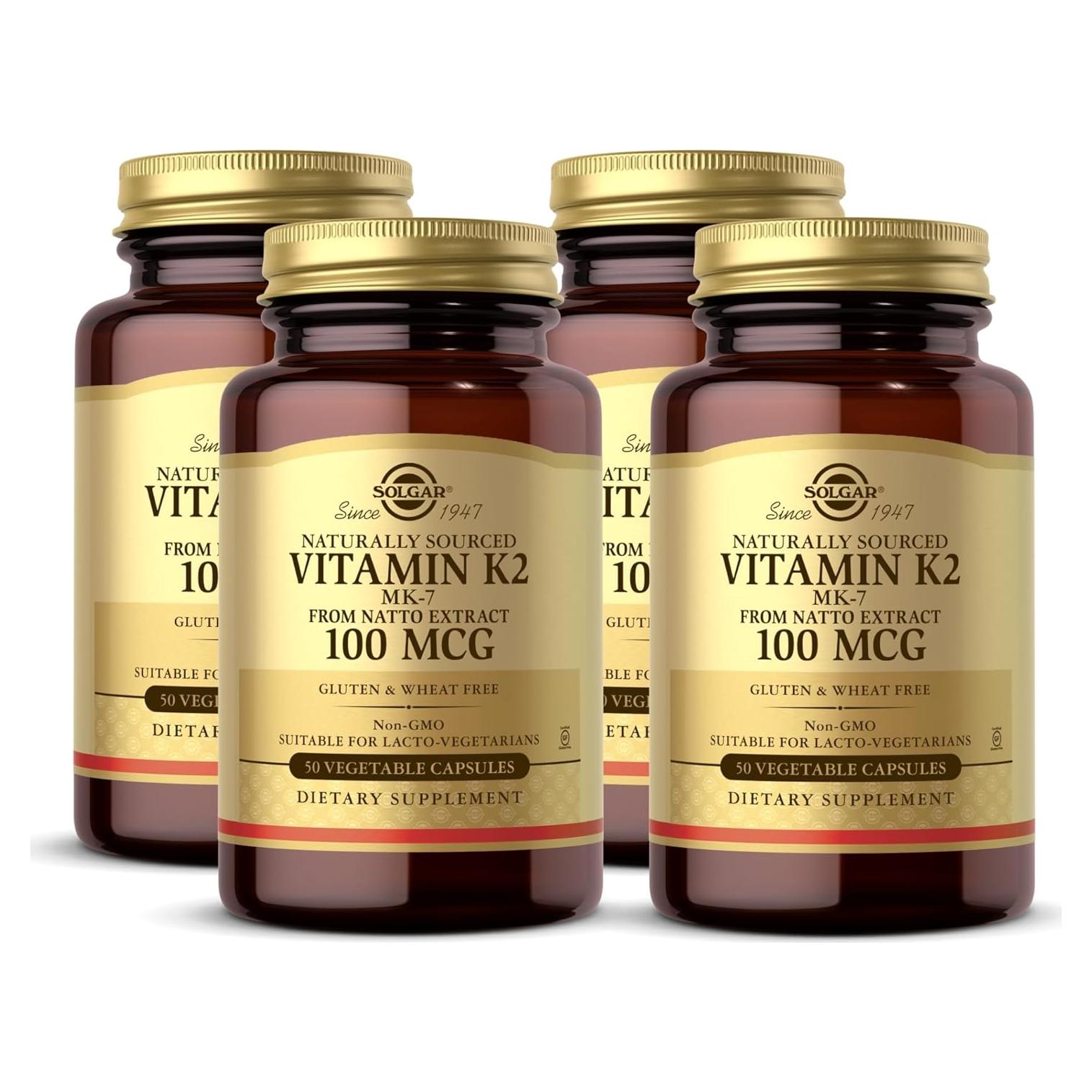 Vitamina K2 MK-7 Solgar 100 mcg 50 Cápsulas Vegetales x4