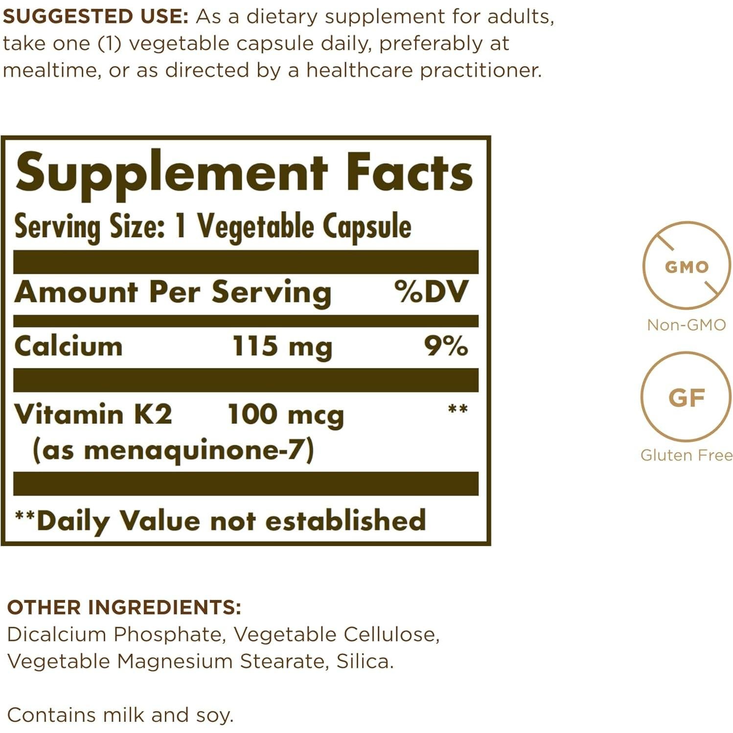 Vitamina K2 MK-7 Solgar 100 mcg 50 Cápsulas Vegetales x4