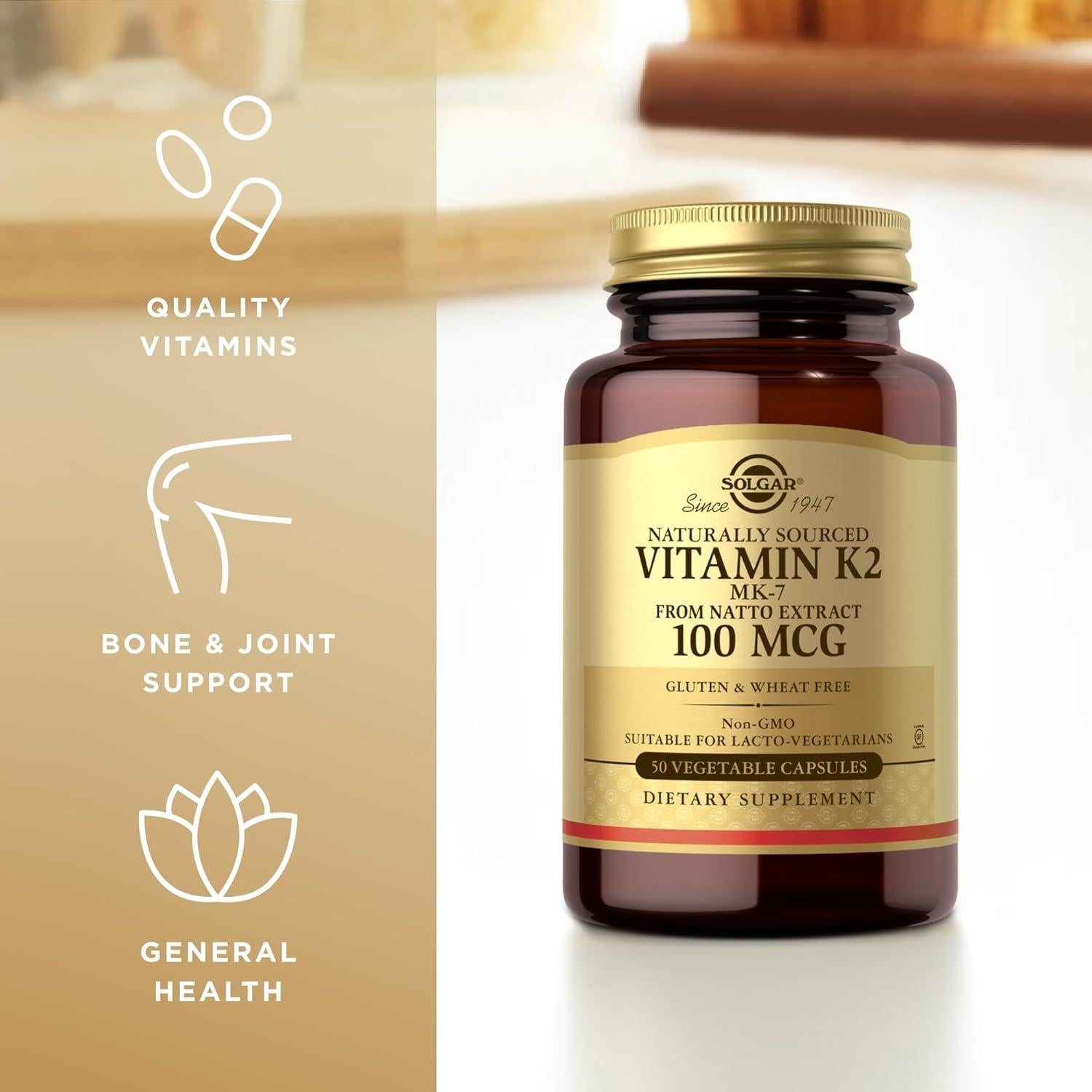 Vitamina K2 MK-7 Solgar 100 mcg 50 Cápsulas Vegetales x4