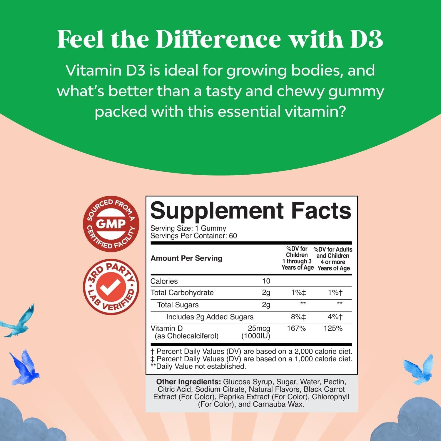 Gomitas de Vitamina D3 Masticables Natures Craft 60 Unidades