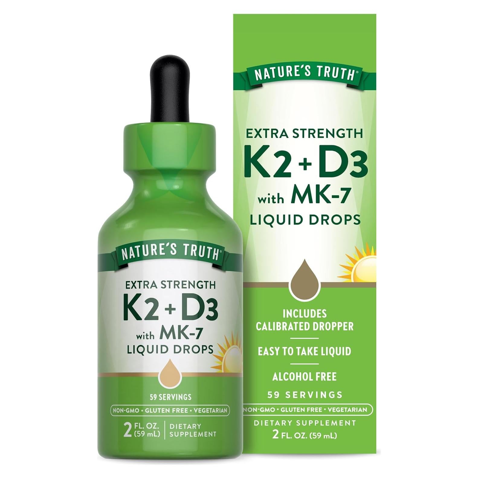 Gotas Líquidas de Vitamina D3 y K2 Nature's Truth 59.15 ml