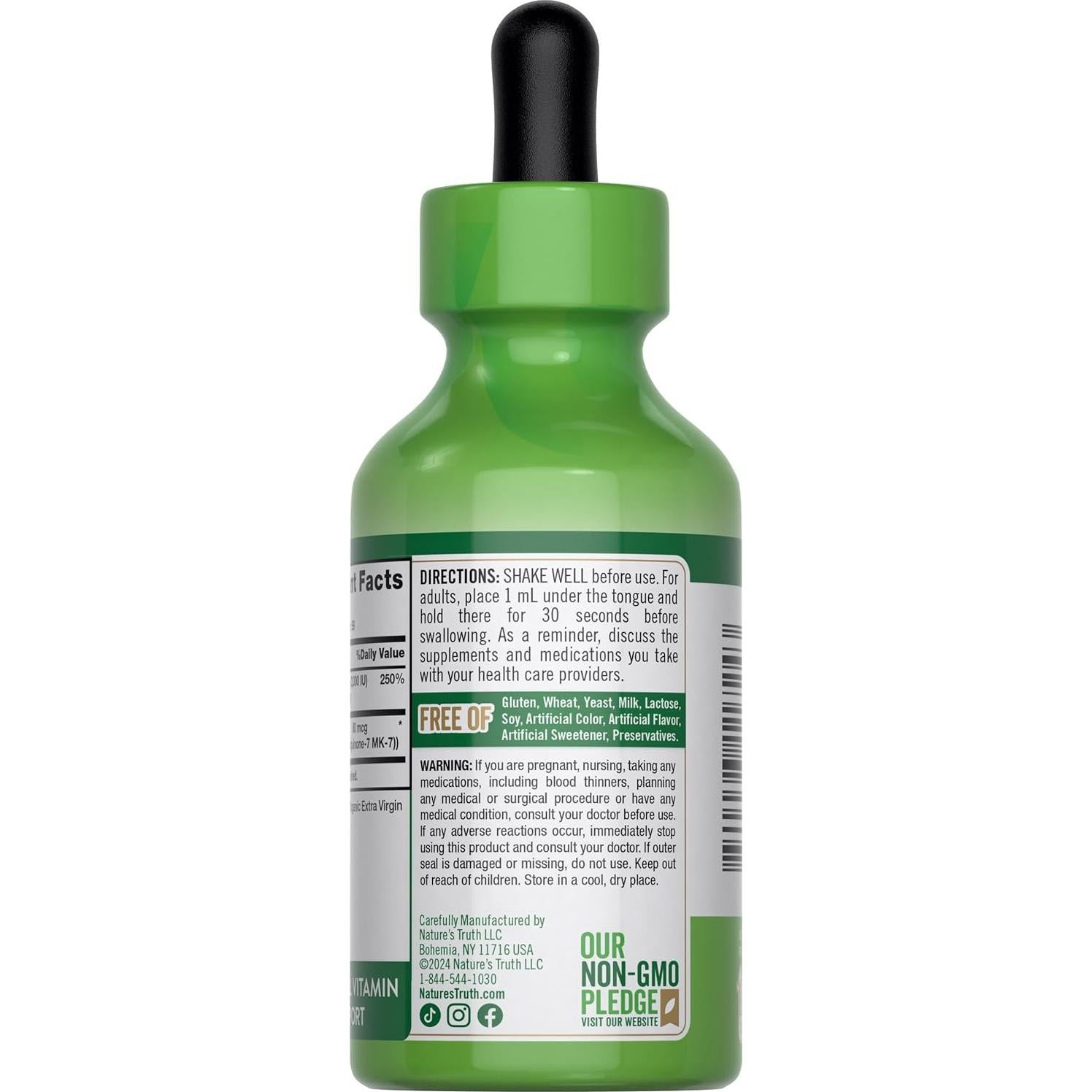 Gotas Líquidas de Vitamina D3 y K2 Nature's Truth 59.15 ml