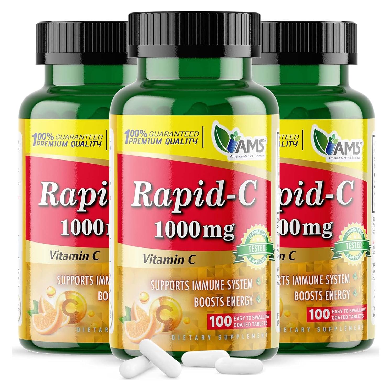 Suplemento Vitamina C Rapid-C 1000mg America Medic 300 Tabletas