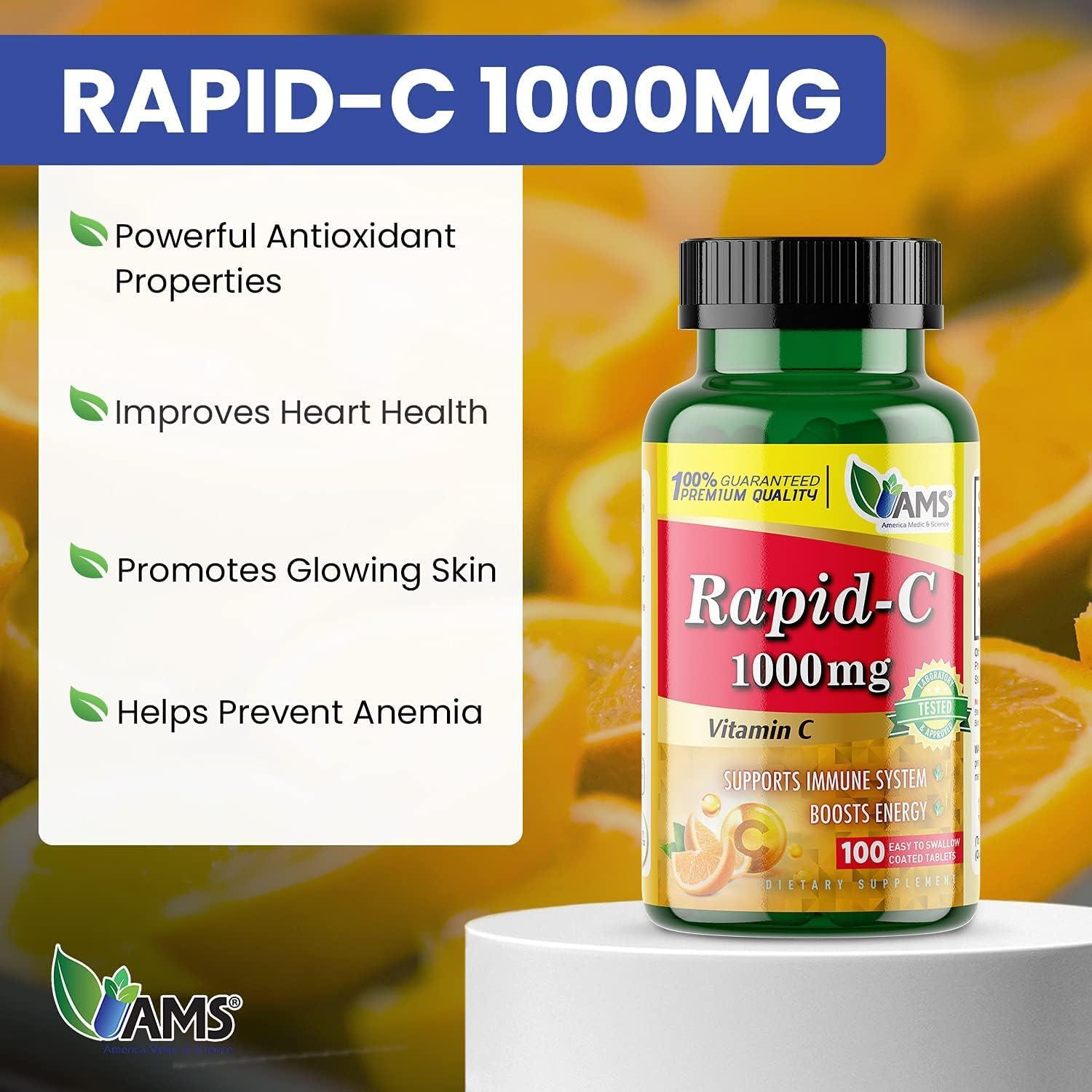 Suplemento Vitamina C Rapid-C 1000mg America Medic 300 Tabletas