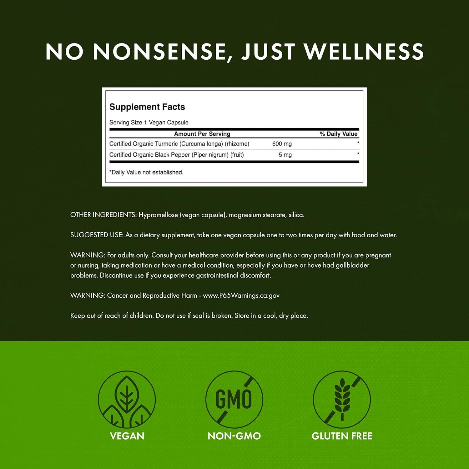 Suplemento de Cúrcuma y Pimienta Negra Swanson 60 Cápsulas