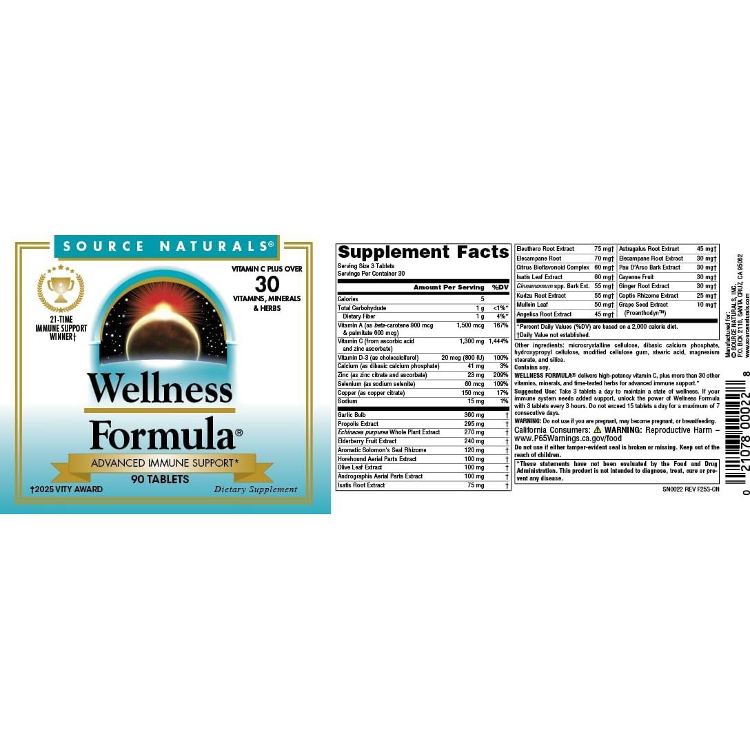 Fórmula de Bienestar Source Naturals 90 Tabletas Inmunidad