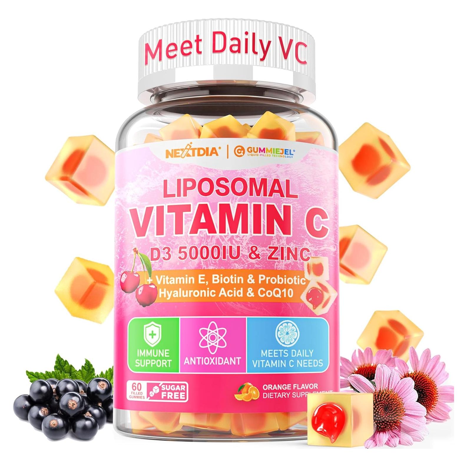 Gomitas Liposomales Vitamina C 1000mg D3 5000UI Zinc 60u