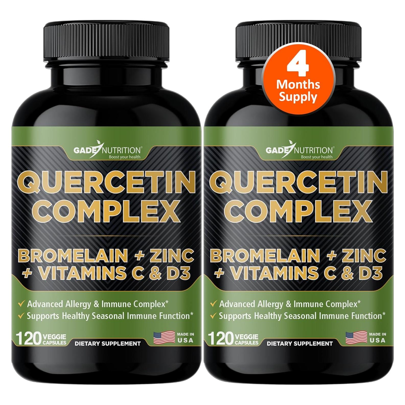 Gade Nutrition Quercetina Orgánica 500mg con Bromelina y Zinc