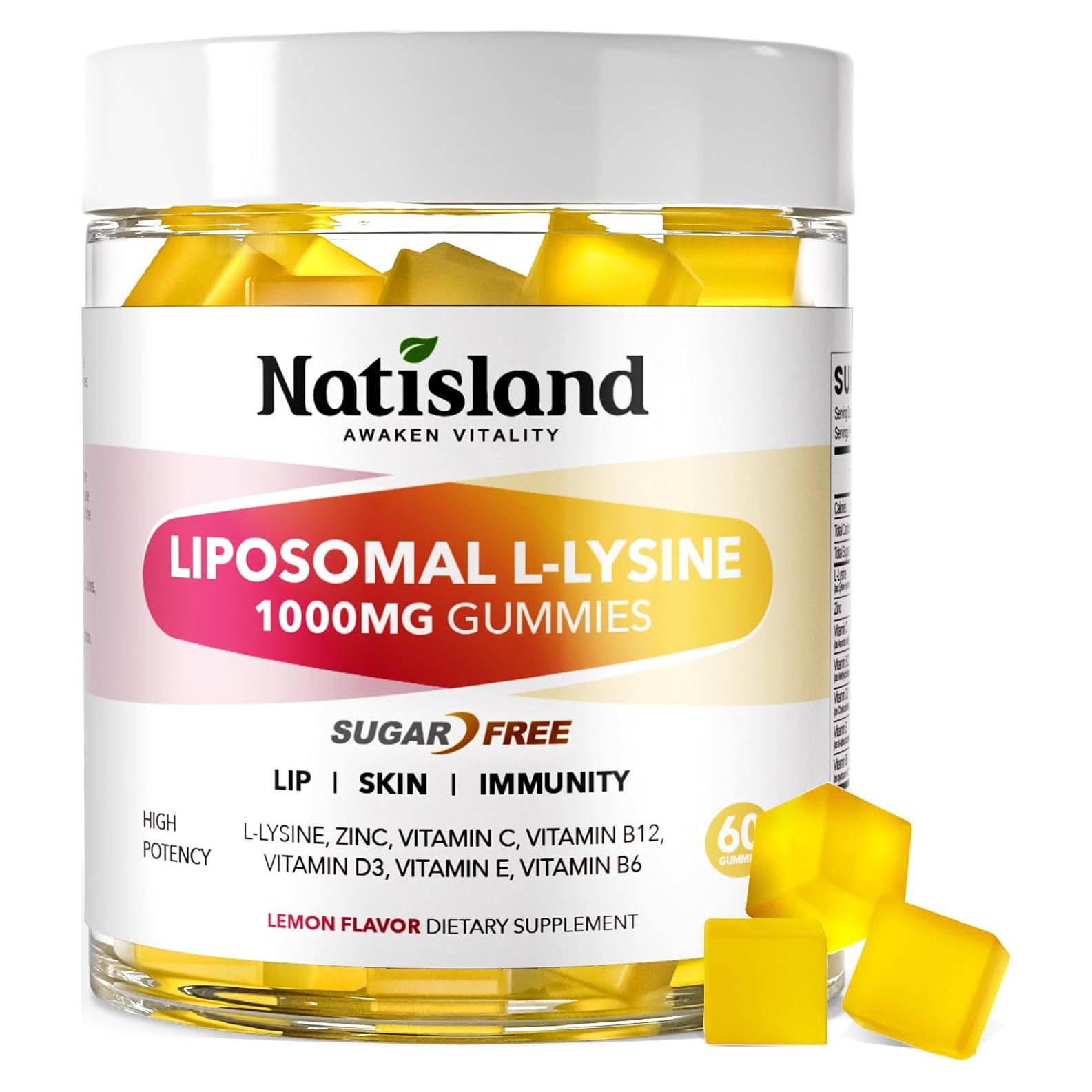 Gomitas de L-Lisina Liposomal 1000mg Natisland 60 Unidades